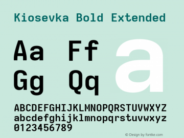 Kiosevka Bold Extended Version 4.0.0; ttfautohint (v1.8.2) Font Sample