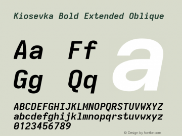 Kiosevka Bold Extended Oblique Version 4.0.0; ttfautohint (v1.8.2)图片样张