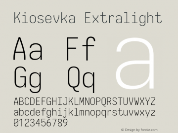 Kiosevka Extralight Version 4.0.0; ttfautohint (v1.8.2) Font Sample