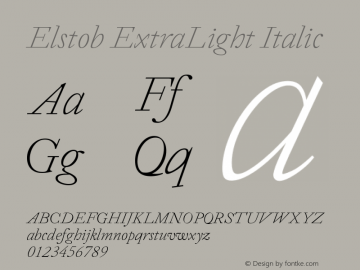 Elstob ExtraLight Italic Version 1.013; ttfautohint (v1.8.3) Font Sample