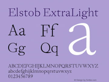 Elstob ExtraLight Version 1.013 Font Sample