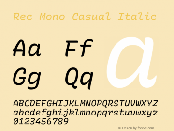 Rec Mono Casual Italic Version 1.066图片样张