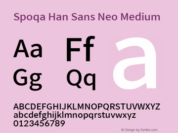 Spoqa Han Sans Neo Medium Version 1.000 Font Sample