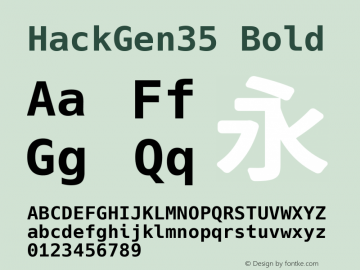 HackGen35 Bold Version 2.2.2 ; ttfautohint (v1.8.1) -l 6 -r 45 -G 200 -x 14 -D latn -f none -m 