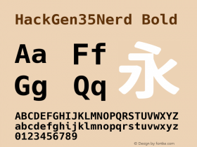 HackGen35Nerd Bold Version 2.2.2 ; ttfautohint (v1.8.1) -l 6 -r 45 -G 200 -x 14 -D latn -f none -m 