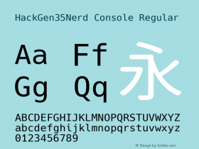 HackGen35Nerd Console Regular Version 2.2.2 ; ttfautohint (v1.8.1) -l 6 -r 45 -G 200 -x 14 -D latn -f none -m 