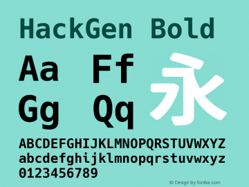 HackGen Bold Version 2.2.2 ; ttfautohint (v1.8.1) -l 6 -r 45 -G 200 -x 14 -D latn -f none -m 