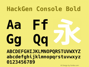 HackGen Console Bold Version 2.2.2 ; ttfautohint (v1.8.1) -l 6 -r 45 -G 200 -x 14 -D latn -f none -m 