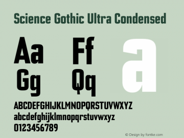 ScienceGothic-UltraCondensed Version 1.002 Font Sample