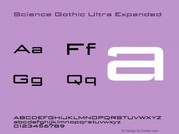 ScienceGothic-UltraExpanded Version 1.002 Font Sample