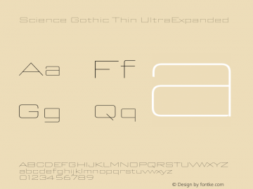 ScienceGothic-ThinUltExp Version 1.002 Font Sample