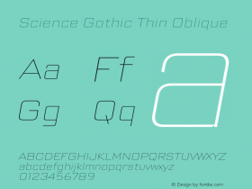 ScienceGothic-ThinOblique Version 1.002图片样张