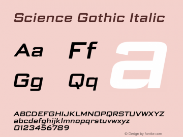 ScienceGothic-Oblique Version 1.002图片样张
