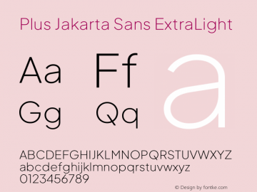 Plus Jakarta Sans ExtraLight Version 2.004图片样张