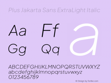 Plus Jakarta Sans ExtraLight Italic Version 2.004图片样张