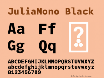 JuliaMono Black Version 0.028; ttfautohint (v1.8)图片样张