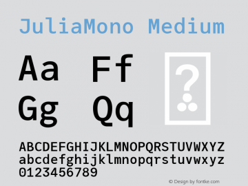 JuliaMono Medium Version 0.028; ttfautohint (v1.8) Font Sample