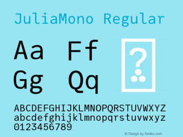 JuliaMono Regular Version 0.028; ttfautohint (v1.8) Font Sample