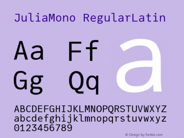JuliaMono RegularLatin Version 0.028; ttfautohint (v1.8) Font Sample