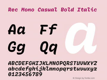 Rec Mono Casual Bold Italic Version 1.068图片样张