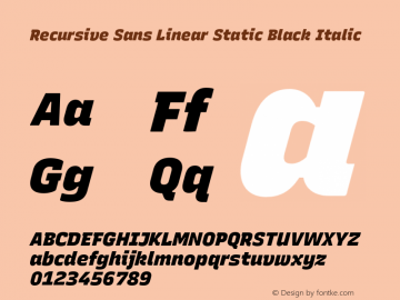 Recursive Sn Lnr St Blk Italic Version 1.068;hotconv 1.0.115;makeotfexe 2.5.65600图片样张