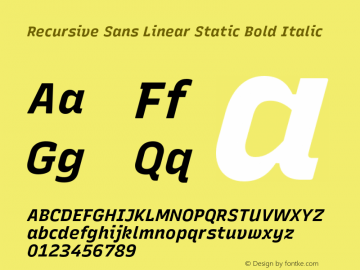 Recursive Sn Lnr St Bold Italic Version 1.068;hotconv 1.0.115;makeotfexe 2.5.65600图片样张
