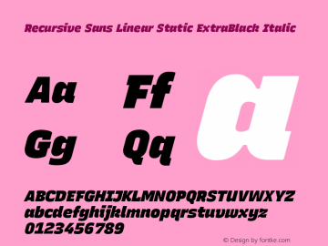 Recursive Sn Lnr St XBk Italic Version 1.068;hotconv 1.0.115;makeotfexe 2.5.65600图片样张
