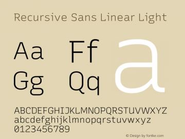 Recursive Sans Linear Light Version 1.069 Font Sample