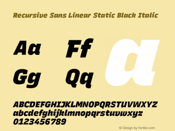 Recursive Sn Lnr St Blk Italic Version 1.069;hotconv 1.0.115;makeotfexe 2.5.65600图片样张