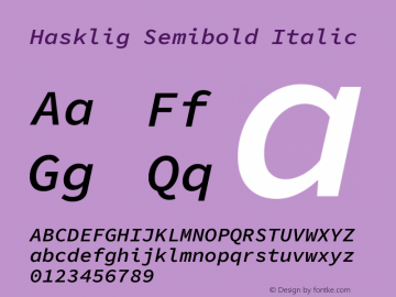 Hasklig Semibold Italic Version 1.052;hotconv 1.0.117;makeotfexe 2.5.65602 Font Sample