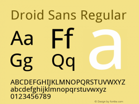 Droid Sans Version 1.16; ttfautohint (v1.8.3) Font Sample