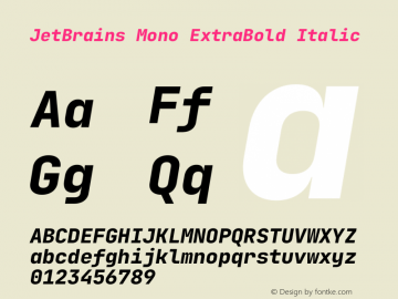 JetBrains Mono ExtraBold Italic Version 2.221图片样张