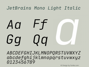 JetBrains Mono Light Italic Version 2.221图片样张