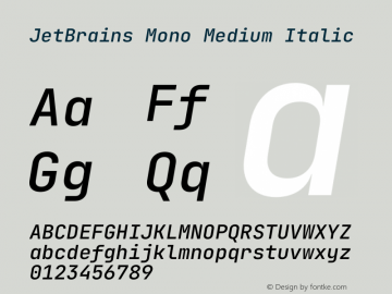 JetBrains Mono Medium Italic Version 2.221图片样张