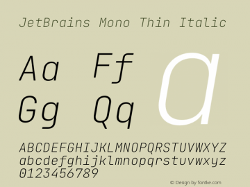 JetBrains Mono Thin Italic Version 2.221图片样张