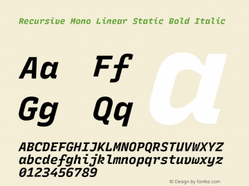 Recursive Mn Lnr St Bold Italic Version 1.070;hotconv 1.0.112;makeotfexe 2.5.65598图片样张