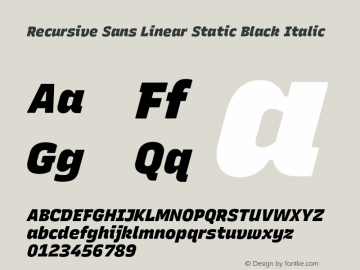 Recursive Sn Lnr St Blk Italic Version 1.070;hotconv 1.0.112;makeotfexe 2.5.65598图片样张