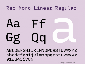 Rec Mono Linear Version 1.070 Font Sample