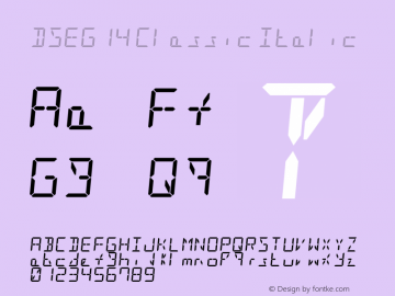 DSEG14 Classic-Italic Version 0.46 Font Sample