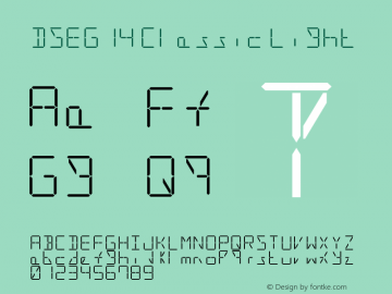 DSEG14 Classic-Light Version 0.46 Font Sample
