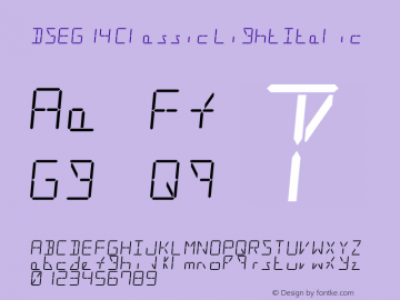 DSEG14 Classic-Light Italic Version 0.46 Font Sample