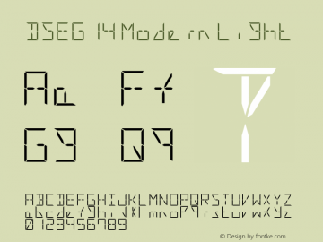 DSEG14 Modern-Light Version 0.46 Font Sample