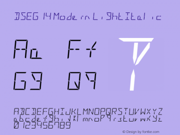 DSEG14 Modern-Light Italic Version 0.46 Font Sample