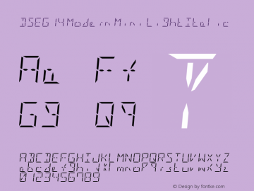 DSEG14 Modern Mini-Light Italic Version 0.46 Font Sample