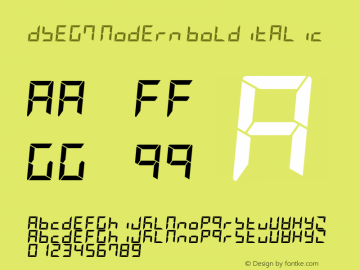 DSEG7 Modern-Bold Italic Version 0.46 Font Sample
