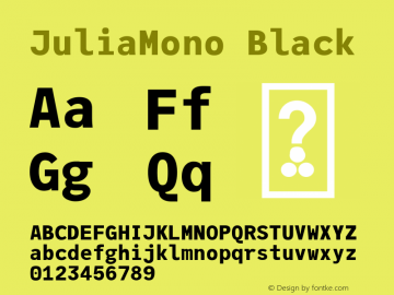 JuliaMono Black Version 0.029; ttfautohint (v1.8) Font Sample