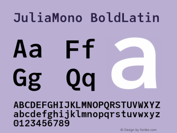 JuliaMono BoldLatin Version 0.029; ttfautohint (v1.8) Font Sample