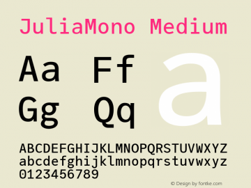 JuliaMono Medium Version 0.029; ttfautohint (v1.8) Font Sample