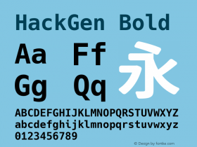 HackGen Bold Version 2.2.3 ; ttfautohint (v1.8.1) -l 6 -r 45 -G 200 -x 14 -D latn -f none -m 