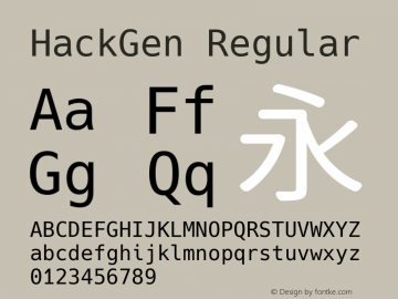 HackGen Regular Version 2.2.3 ; ttfautohint (v1.8.1) -l 6 -r 45 -G 200 -x 14 -D latn -f none -m 